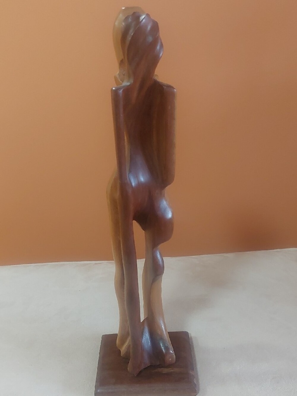 Handcrafted Brown Wooden Abstract Couple Sculpture - Home Art - Picture 4 of 12